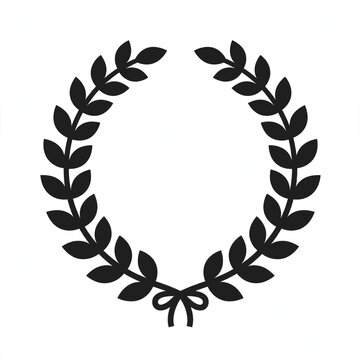 Laurel wreath badge black vector icon
