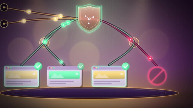 DNS hierarchy with a secure root resolver close-up animation