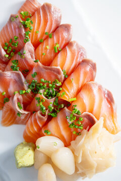 Salmon sushi on a plate