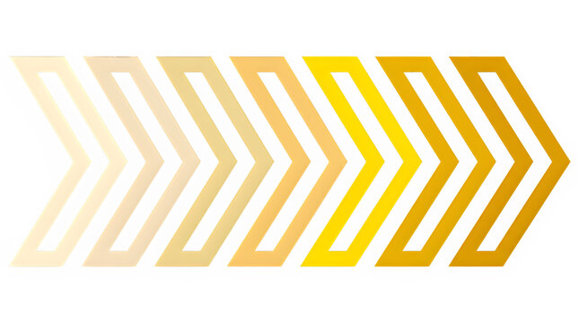 Yellow gradient chevron arrow pattern with fade effect pointing right on transparent background.