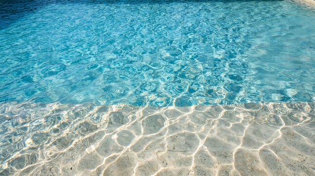 Top view of rippling aqua water with sunlight caustics