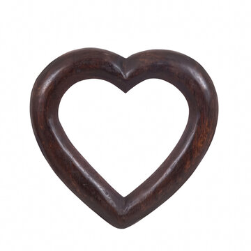 Wooden heart frame symbolizing romantic love