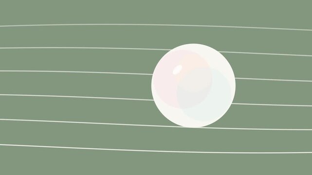 White ball rolling on horizontal lines vector animation background