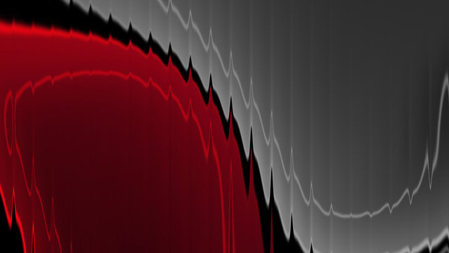 Abstract glassmorphism background featuring a smooth wavy crimson red gray monochrome gradient with frosted fractal ribbed glass texture, perfect for premium modern tech designs.