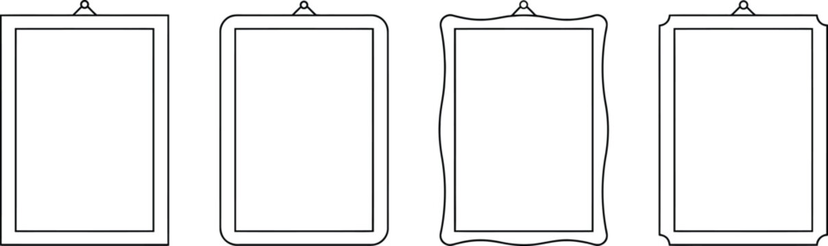 Set of four simple black rectangular wall photo frames Vector