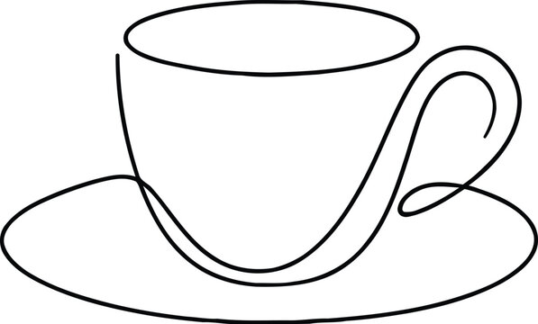 Continuous single line drawing of a simple coffee cup Vector