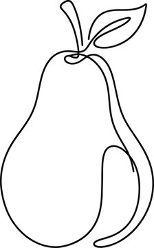 Continuous single line drawing of a fresh green pear Vector