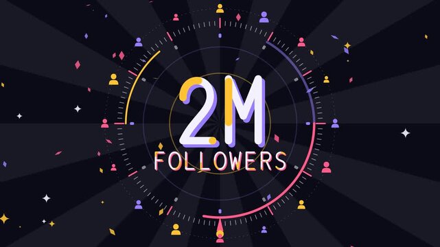 2M Followers Milestone Celebration HUD &ndash; Animated Neon Channel Growth Overlay