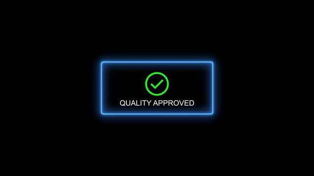 Approved neon sign animation with green checkmark for business certification and compliance certified