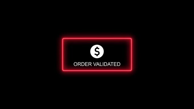 Neon order validated notification button animation for e-commerce ui payment success neon button ui animation