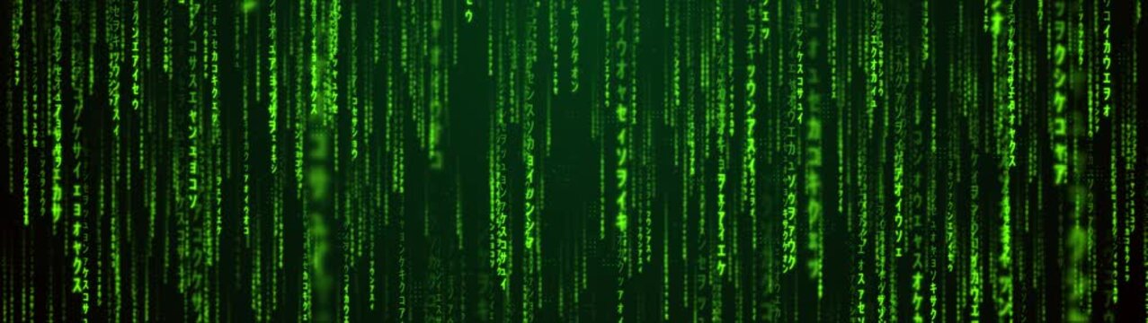 Matrix Cyber Security Hacking Green Background with Binary Code and Digital Network Data Flow Motion Graphic Loop