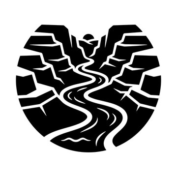 canyon river glyph icon