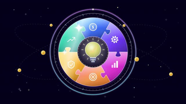 Idea Puzzle Assembly Animation for Creative Thinking and Business Problem Solving 