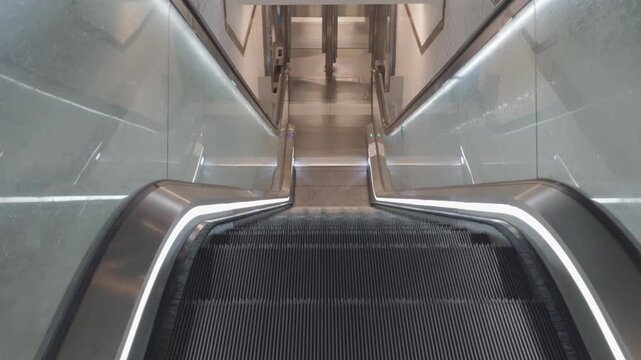Paris,France - October 10, 2026: An escalator in operation at Place d'Italie