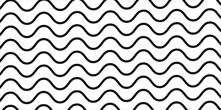 Abstract Black and White Wavy Lines Pattern Background with Seamless Waves Texture