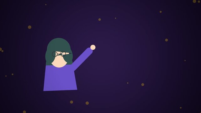 Scientist Demonstrating Quantum Experiment in Dark Space