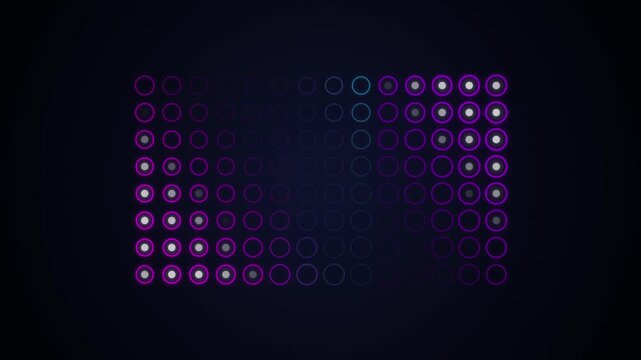 Neon Circular Matrix Grid Animation with Glowing Purple and Blue Light Progress Indicator Background