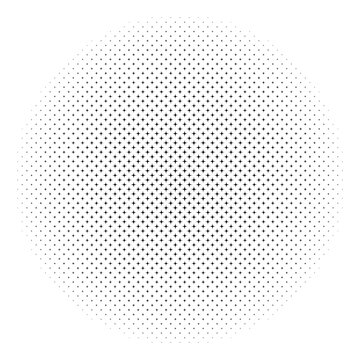 Black Halftone Star Circle Pattern Background Isolated on Transparent Grid