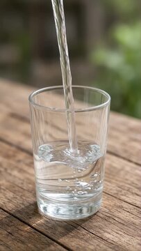Clear Water Pouring into a Glass, Fresh Drinking Water and Hydration Concept with Transparent Liquid, Clean White Background and Refreshing Beverage for Health and Wellness