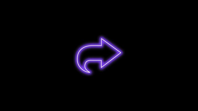 Purple Neon Curved Arrow Inside Glowing Circular Frame Animation