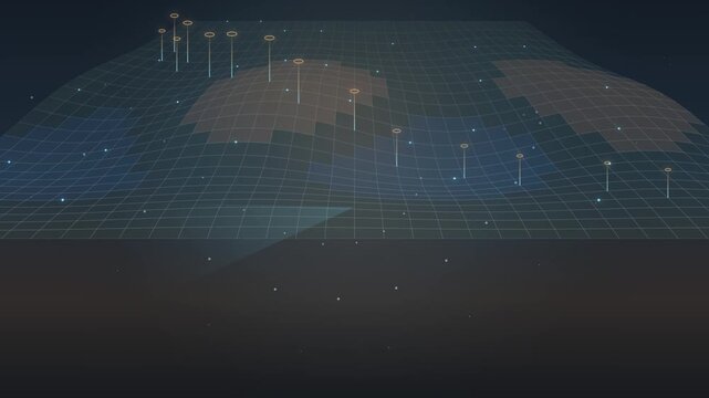 Futuristic digital global network map technology background motion graphics abstract data visualization co