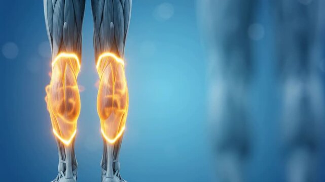 Human Leg Muscle Anatomy - Medical Animation with Glowing Pain Effects - 3D Visualization Cinematic 4K Footage