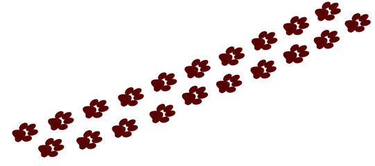 A trail of dark brown animal paw prints isolated on transparent background © israt