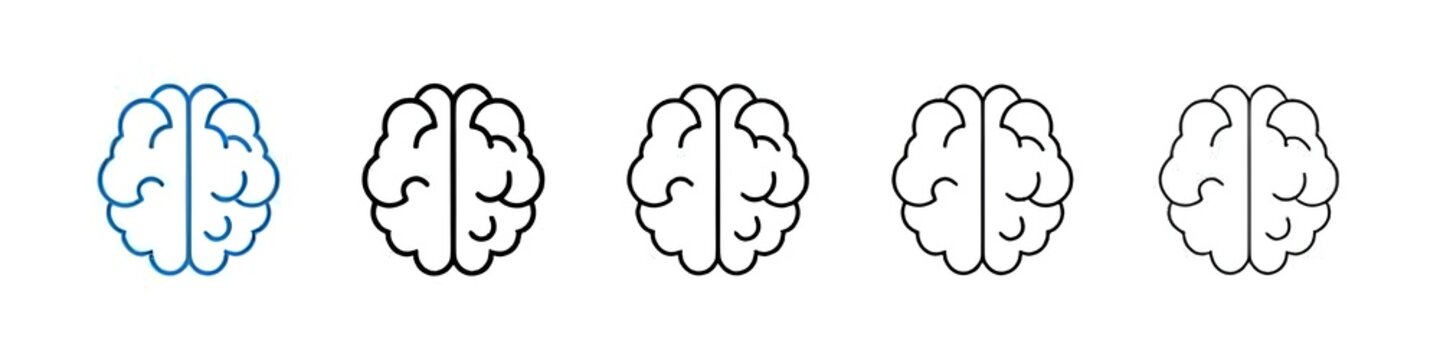 Brain icons collection vectors for web ui. Thin line customizable illustration. Contour symbol. Vector isolated outline drawing. Editable stroke