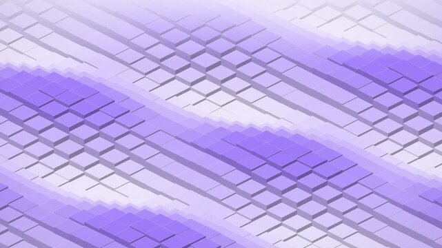 Purple and lilac 3d geometric blocks waving continuously, creating an elegant fluid surface for modern background designs