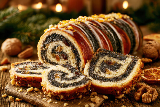 Traditional Polish Makowiec Poppy Seed Roll