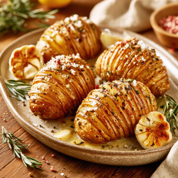 Crispy Hasselback Potatoes with Rosemary and Garlic