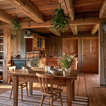Cozy Traditional Alpine Cabin Kitchen Interior