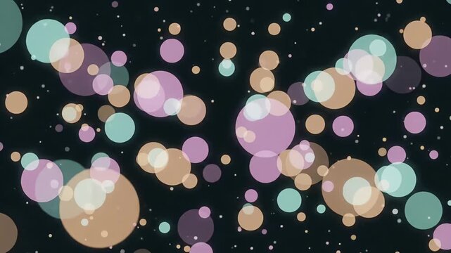 Colorful bokeh particle floating dark background motion graphic seamless loop animation

