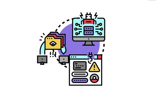 Computer system initiating a widespread digital attack campaign, spreading malware and compromising user data through an automated bot network
