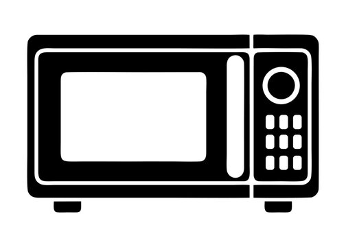 black and white microwave icon