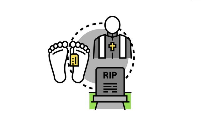 Funeral procession and hearse concept visualizing spiritual ceremony, deceased person, and burial at cemetery with a priest leading