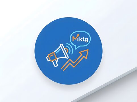 Marketing icon with megaphone and growth chart flat vector illustration