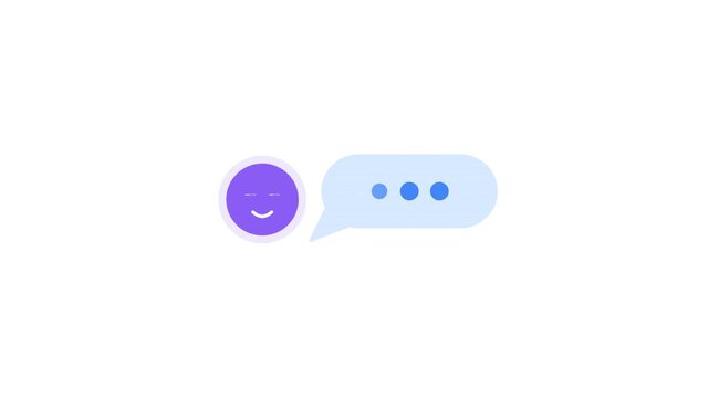 Purple avatar icons with chat message bubbles for social media