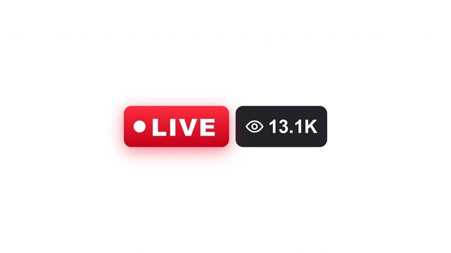 Live streaming status icons with viewer count tags on white background