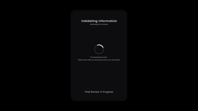 Task document review and verification progress animation featuring automated file auditing checklist
