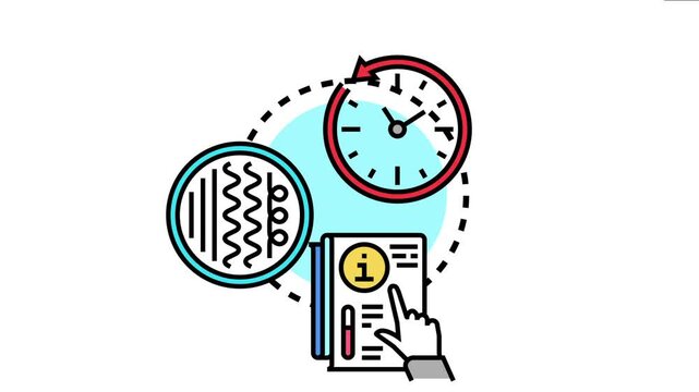 Product information pamphlet concept icon documentation, data analysis, and timely access to essential details for informed decisions