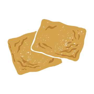 Printmaking Style Soy Product Vector Illustration Set with Tofu, Deep Fried Tofu and Fried Tofu／版画風の大豆製品（豆腐・厚揚げ・油揚げ）のベクターイラストセット