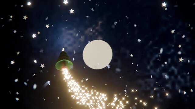Stop motion style animation of  Christmas tree Rocket