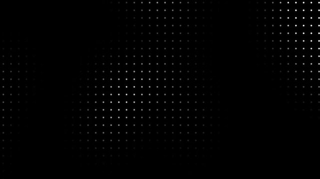 Animated abstract technology black background random dots and grid 4K.