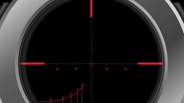 Tactical Rifle Scope Animation Featuring a Progressive Zoom In, Red Crosshair and See Through MOV Overlay