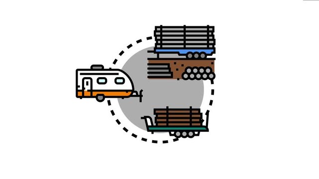 Production trailers. Including camping caravans. Industrial flatcars loading timber. And stacked cargo rail cars. Are efficiently prepared and placed
