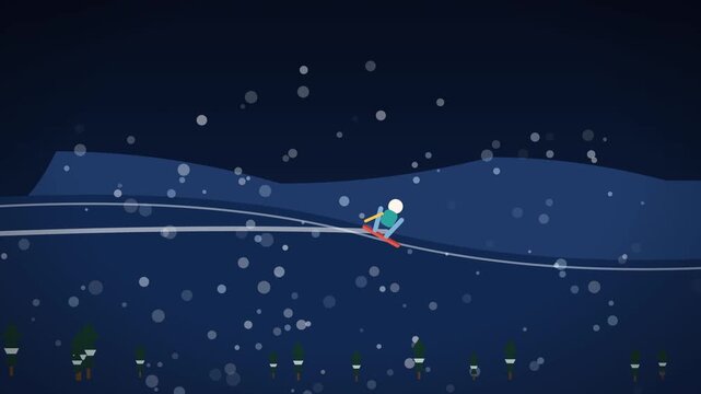 Skier carving a turn kicking up powder spray on slope