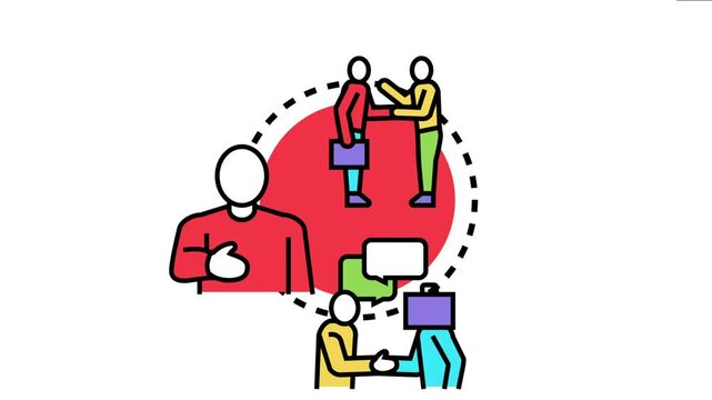 People engaging in business networking, exchanging information, having professional communication, and developing client relationships, symbolizing contact, connection, and collaboration