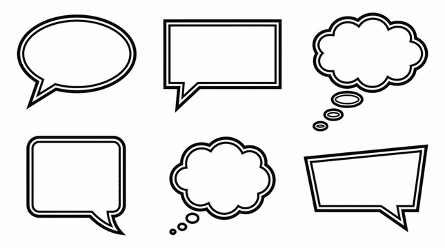 Collection of Empty Speech Bubble Shapes for Text and Dialogue Vector 