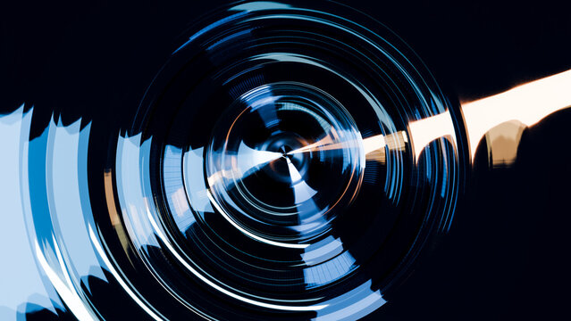 Digital abstract blue concentric circular pattern illustration